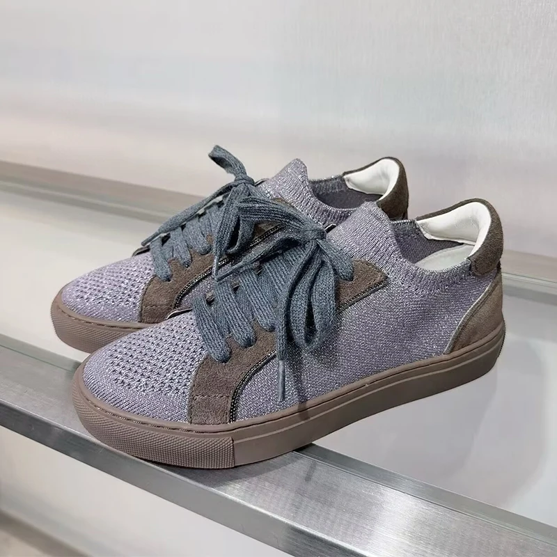 Scarpe da ginnastica traspiran - Knit Fabric Lace Up Sneakers recensione e prezzo